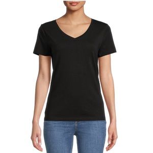 Time and Tru Black V Neck Tee, Size M(8-10), Nwot